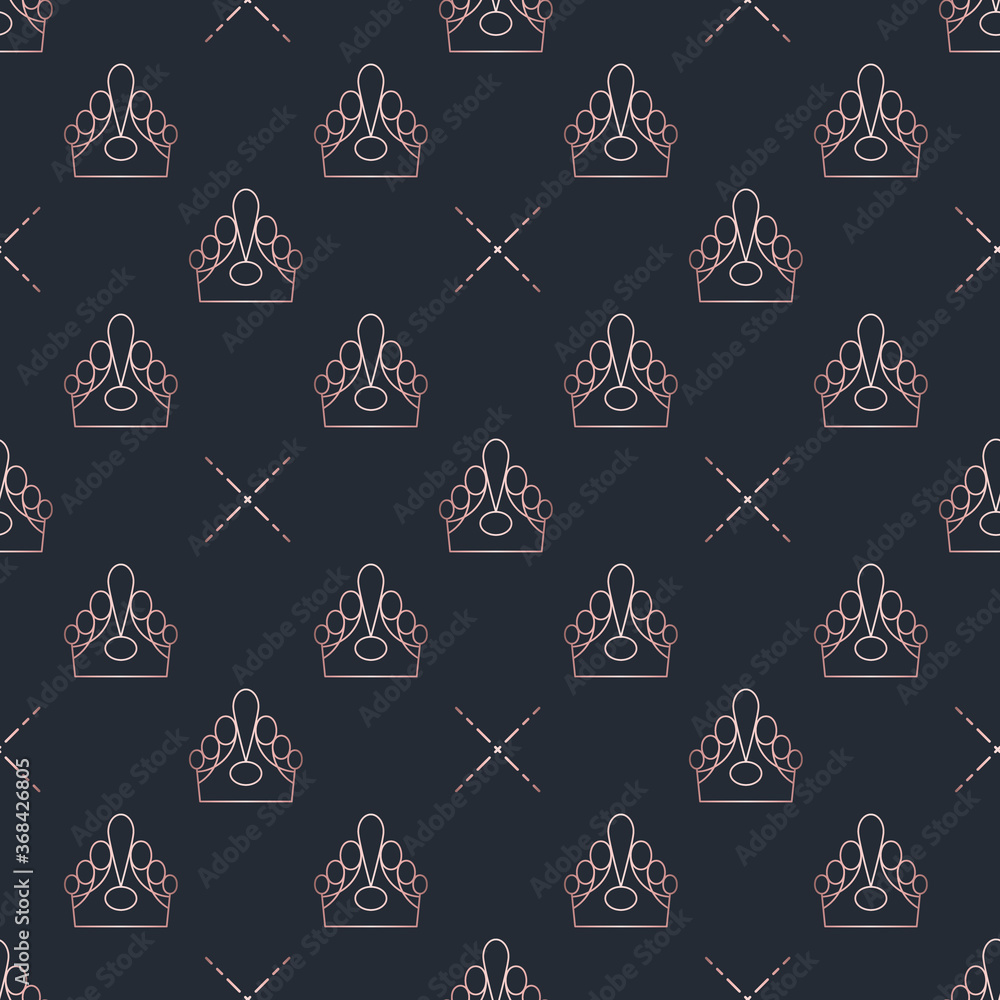 Golden geometric Crown seamless vector pattern Golden geometric Crown seamless vector pattern