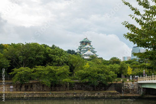 Osaka Castle beside the canel