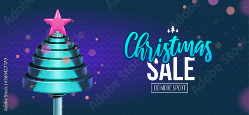 Vector dumbbell weights in fir tree shape.