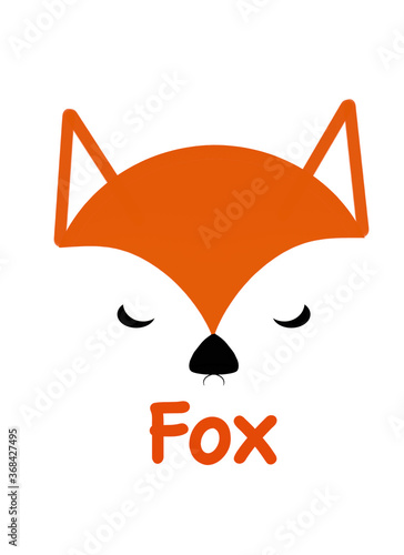 Cute illustration of a fox drawn orange with text