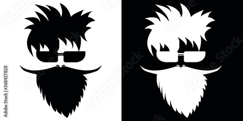 Illustration of hipster beard, mustache, glasses and hair icon isolated on background from Barbershop collection. trendy and modern beard icon for logo and print and web design