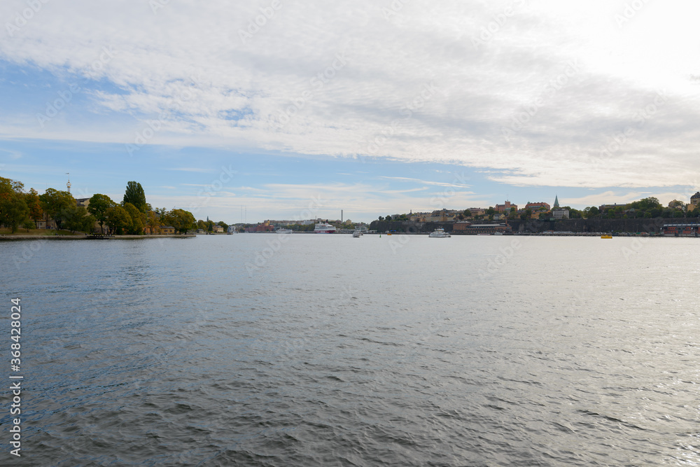 Portrait of city and lake against view of the sky in Stockholm, Sweden
