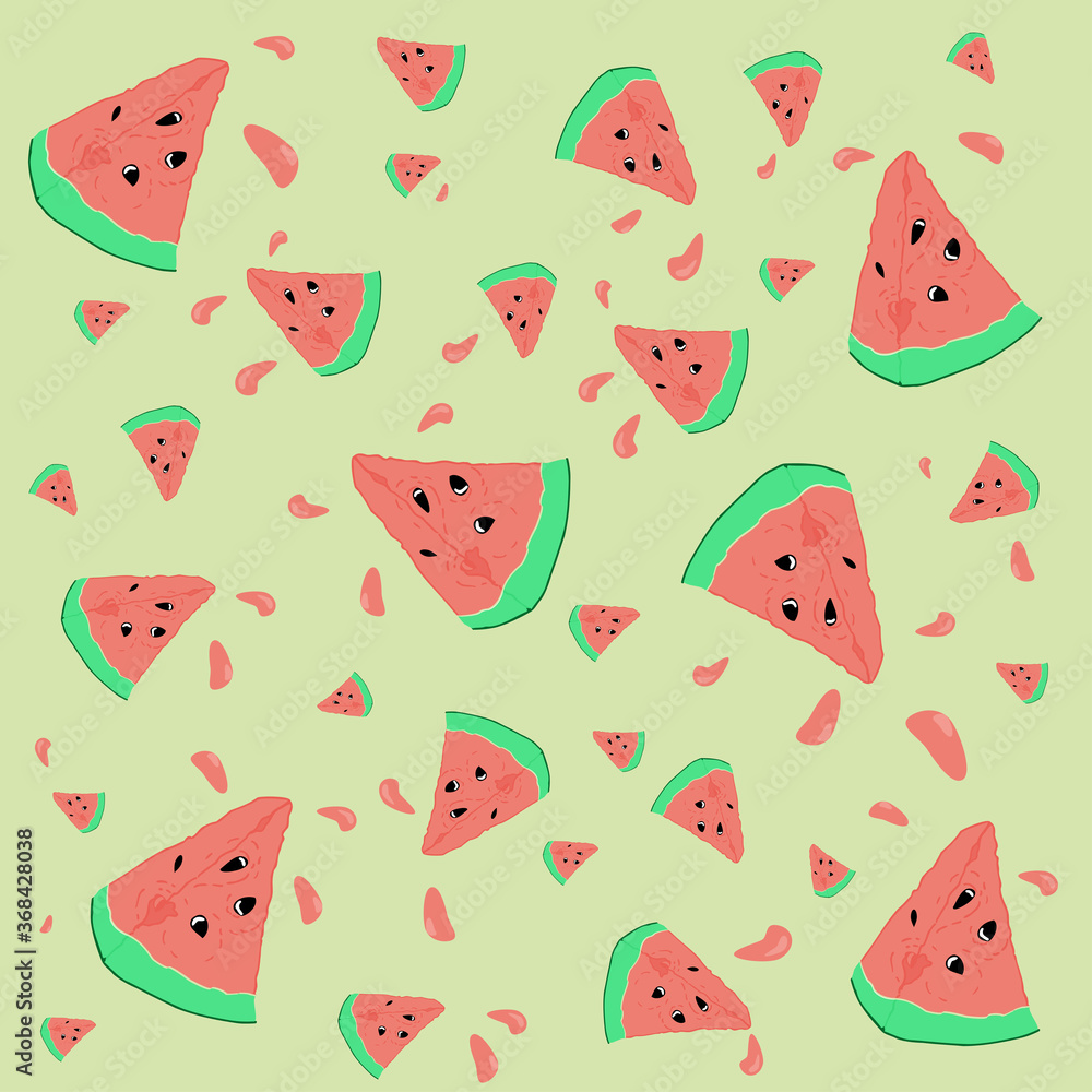 Seamless pattern. Summer bright background. Vector slice watermelon. Seamless pattern. Summer bright background. Vector slice watermelon.