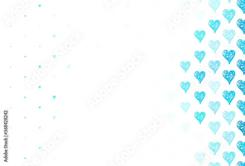 Light Blue, Green vector background with hearts.