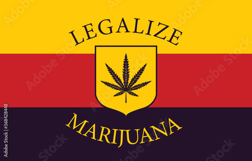 Banner in the form of the German flag with a hemp leaf. The concept of legalizing marijuana, cannabis in Germany. Medical legalization of cannabis. Drug use. Smoking weed