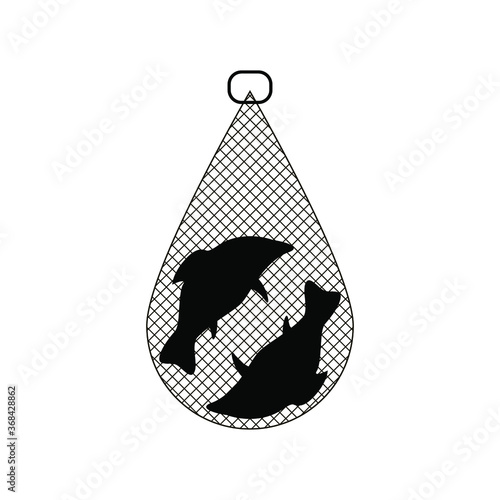 Black fish net on white background, vector