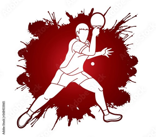 Ping Pong player, Table tennis action cartoon graphic vector