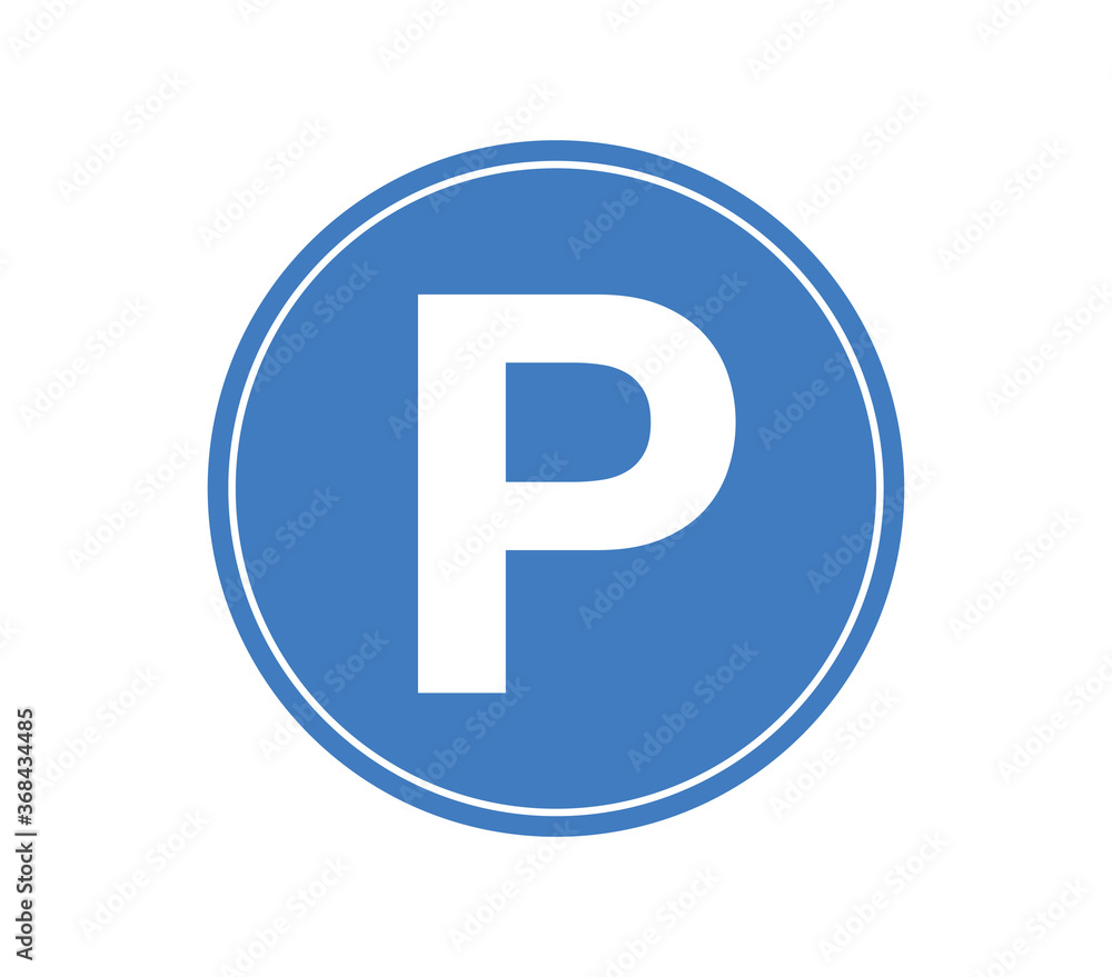 Parking icon. Blue circle parking sign. Parking sign vector design. Parking icon. Blue circle parking sign. Parking sign vector design.