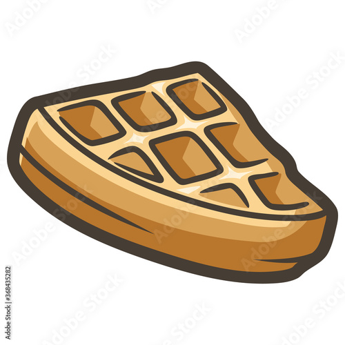 Cute triangular waffles cartoon clipart. Isolated on white background. Decoration, Illustration, Sticker and pattern.