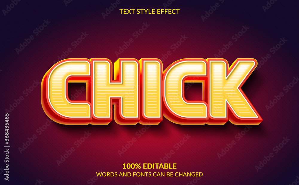 Editable Text Effect, Chick Text Style