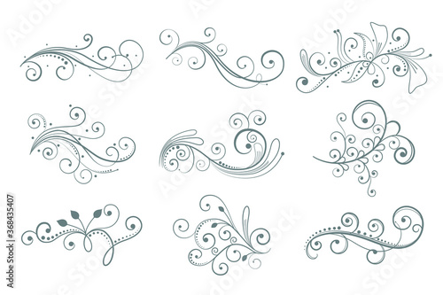 decorative florals elements set in different style