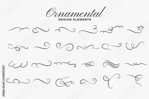 classic ornamental curls borders or dividers set