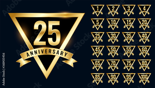 luxury golden anniversay labels and emblem logotype set photo