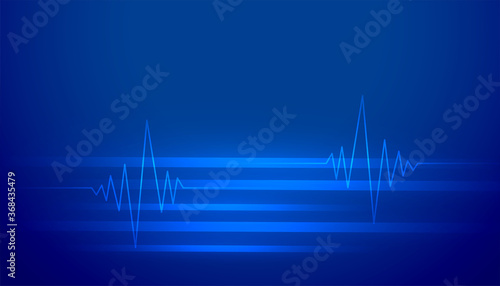 abstract blue background with glowing heartbeat lines
