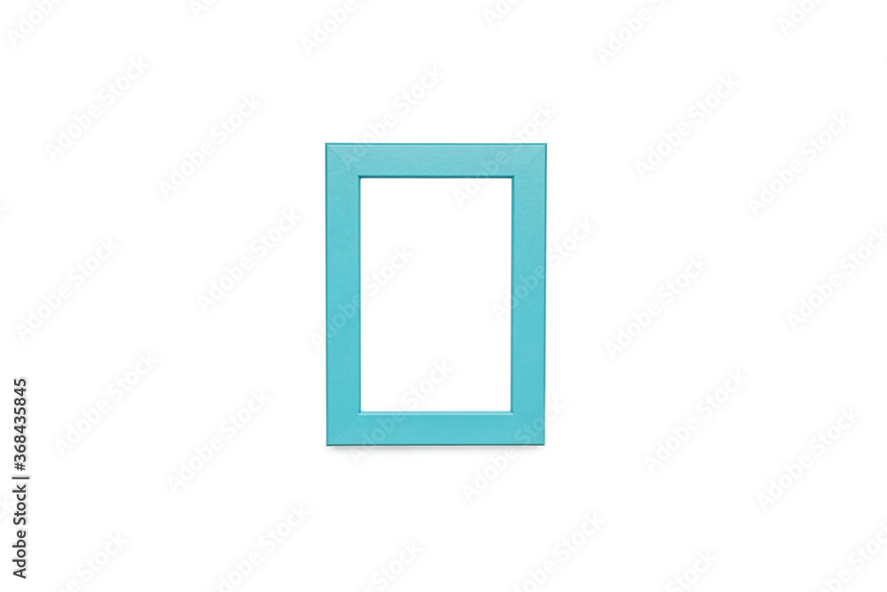 Blue frame on white background. Empty frame. Blue frame on white background. Empty frame.