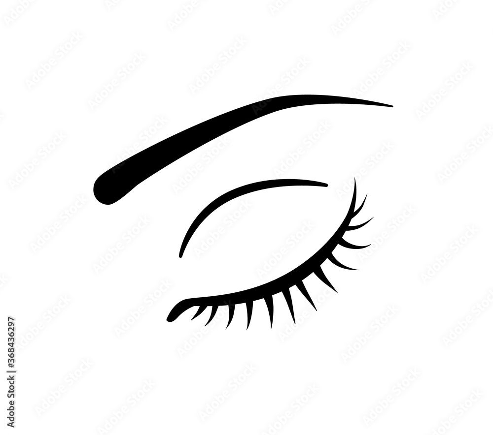 Eye with lashes vector icon. Closed human eye isolated on white Eye with lashes vector icon. Closed human eye isolated on white