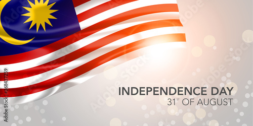 Malaysia happy independence day vector banner, greeting card