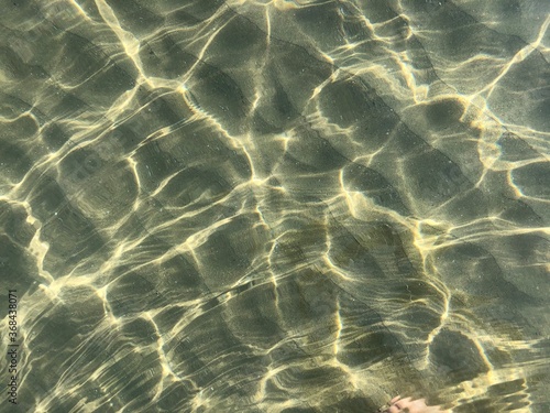 Transparent water with sun reflections.Abstract background of water.