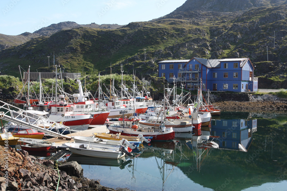 Typical Norwegian fishing village harbour