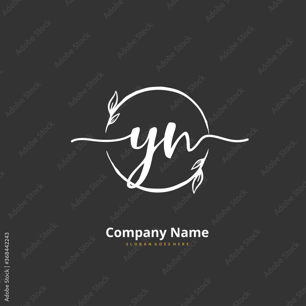 Y N YN Initial handwriting and signature logo design with circle. Beautiful design handwritten logo for fashion, team, wedding, luxury logo. Y N YN Initial handwriting and signature logo design with circle. Beautiful design handwritten logo for fashion, team, wedding, luxury logo.
