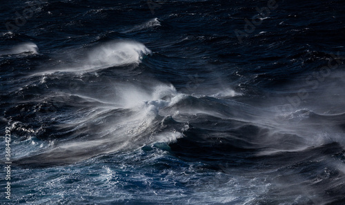 white waves in blue Mediterranean  sea