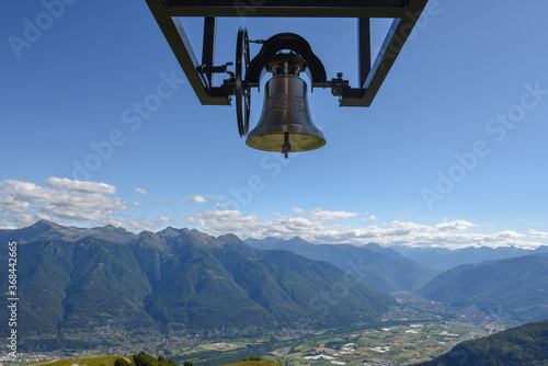 Bell of the church on mount Tamaro in Switzerland