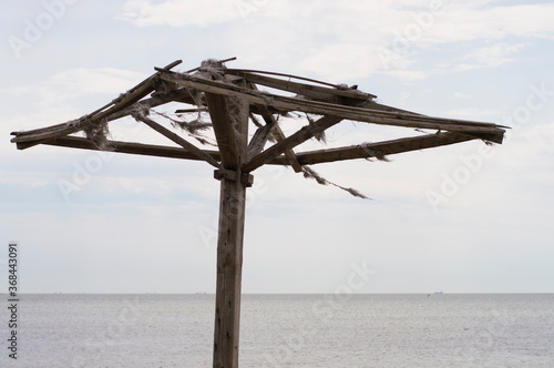 old vintage broken wooden canopy