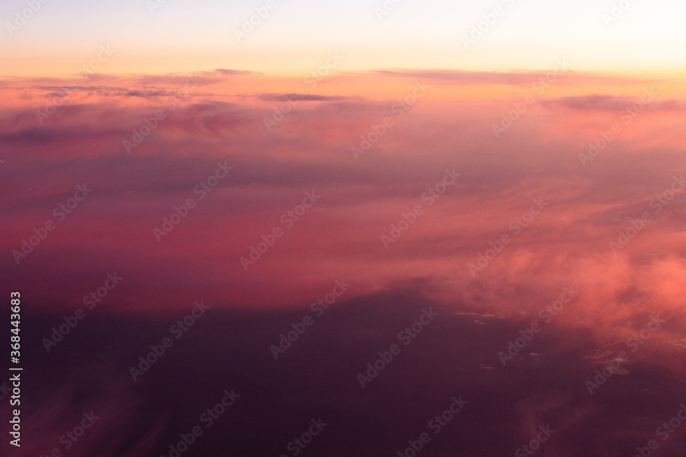 Clouds scape at sunset from above
