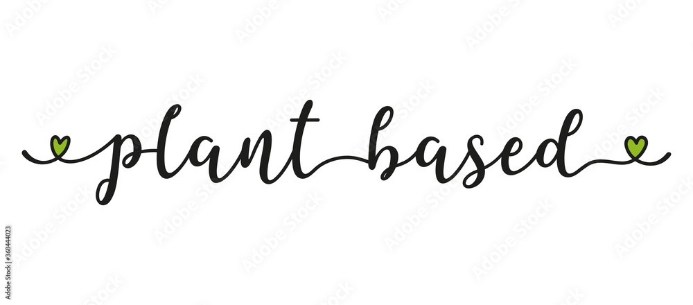 Hand sketched Plant Based quote as banner or logo. Lettering for header, label, announcement, advertising