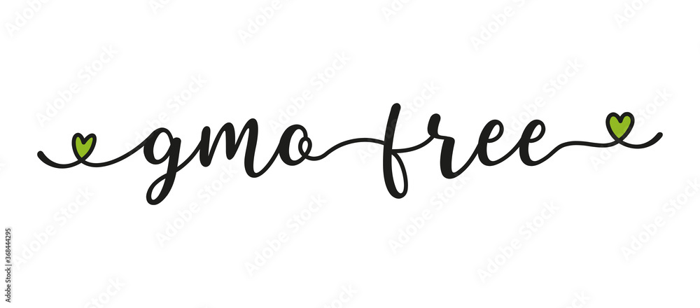 Hand sketched Gmo Free quote as banner or logo. Lettering for header, label, announcement, advertising Hand sketched Gmo Free quote as banner or logo. Lettering for header, label, announcement, advertising