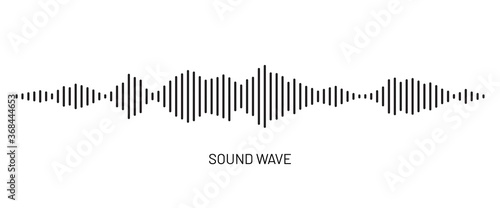 Black soundwave equalizer isolated on white background. Abstract music wave, radio signal frequency and digital voice visualisation. Audio sound symbol photo