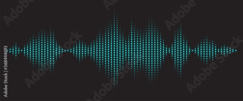 Sound wave digital dots line background. Music and radio soundwave pulse concept. Audio track wave graph of frequency and spectrum photo
