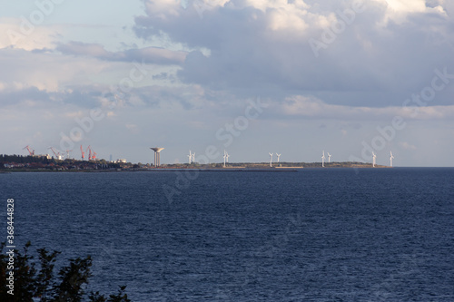 The harbour of Landskrona, Sweden, visible on the horizon