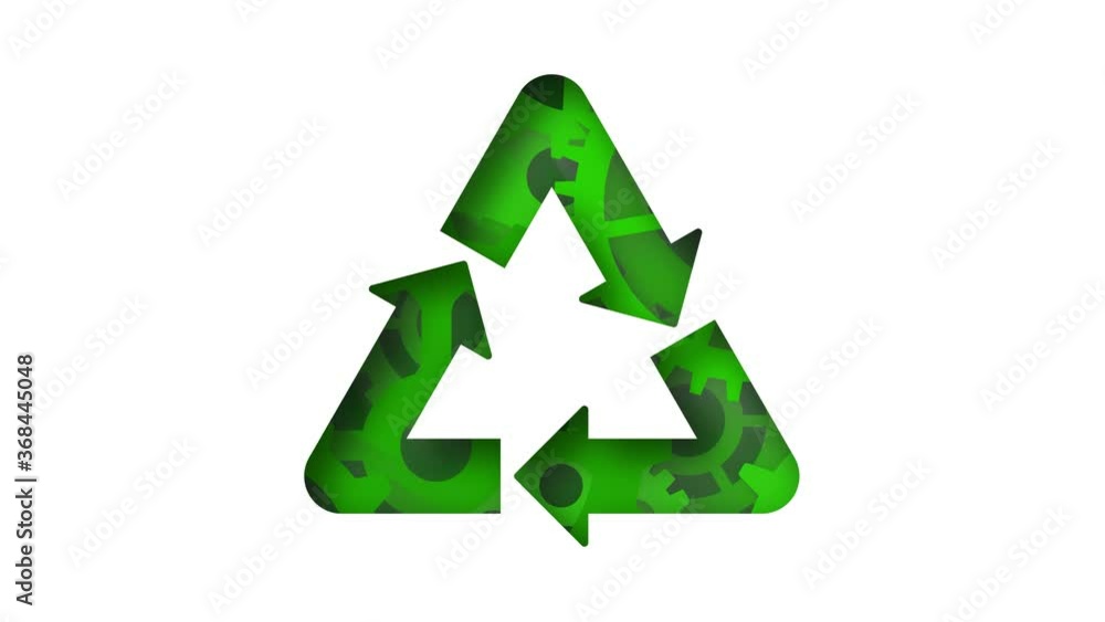 green recycling symbol with gears ecological theme cycle made of arrows green recycling symbol with gears ecological theme cycle made of arrows