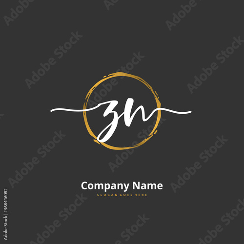 Z N ZN Initial handwriting and signature logo design with circle. Beautiful design handwritten logo for fashion, team, wedding, luxury logo.