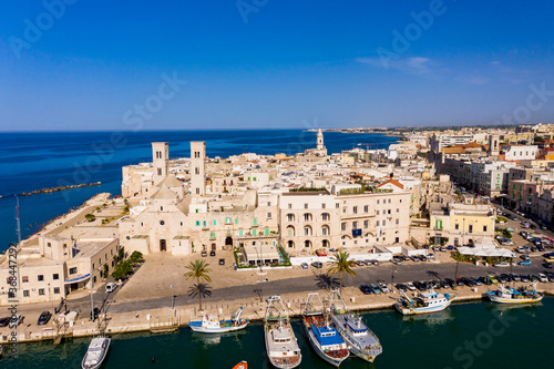 Aerial view: old town and port, Dom Duomo Vecchio, San Corrado, Molfetta, Province of Bari, Apulia, Italy