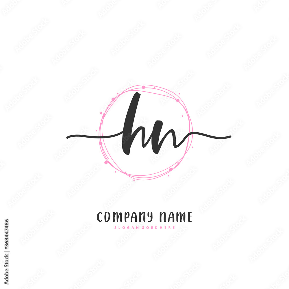 Obraz premium H N HN Initial handwriting and signature logo design with circle. Beautiful design handwritten logo for fashion, team, wedding, luxury logo.