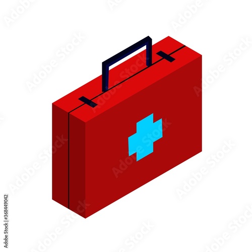 Isometric Medical Bag Flat Icon Vector Illustration Design