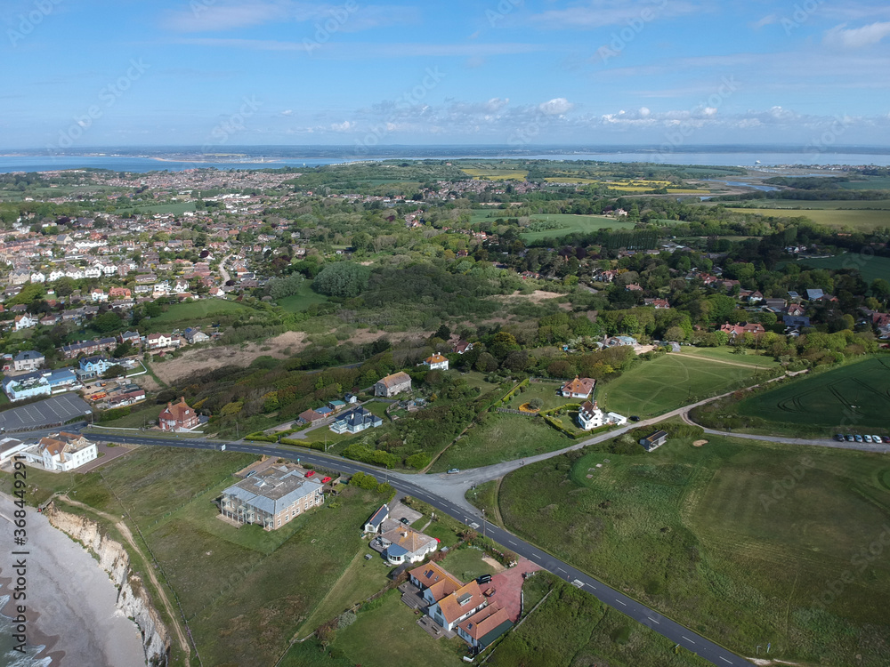 Aerial view of Freshwater and Totland on the Isle of Wight, England