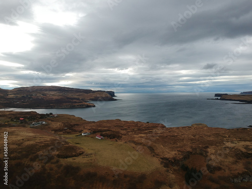Aerial view of the Isle of Skye coast near Portnalong
