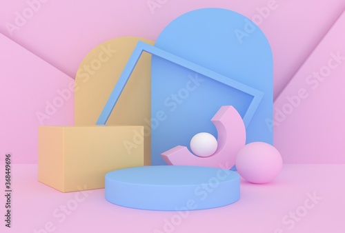 abstract 3d depth and realism background,pastel color showcase for product . 3d rendering	
 photo