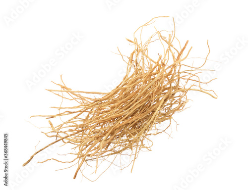 Vetiver Dried Roots. Isolated on White Background.
