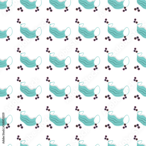 seamless pattern with face mask and virus or allergens