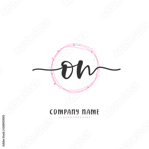 O N ON Initial handwriting and signature logo design with circle. Beautiful design handwritten logo for fashion  team  wedding  luxury logo.