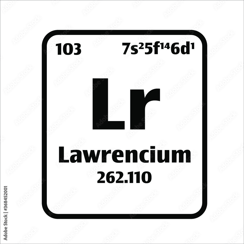 Lawrencium (Lr) button on black and white background on the periodic table of elements with atomic number or a chemistry science concept or experiment. Lawrencium (Lr) button on black and white background on the periodic table of elements with atomic number or a chemistry science concept or experiment.