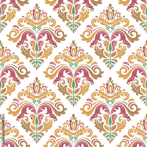 Classic seamless vector pattern. Damask orient ornament. Classic vintage background. Orient colored ornament for fabric, wallpaper and packaging