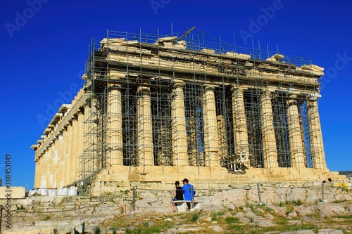 Greece, Athens, June 16 2020 - View of Parthenon temple at the archaeological site of the Acropolis. photo