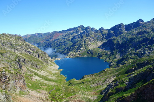 Lake Artouste is a natural lake, of glacial origin, from the Ossau valley in the Pyrénées-Atlantiques, France