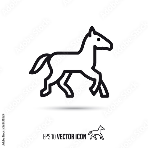 Trotting foal vector line icon