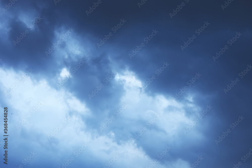 Dramatic dark cloudy sky, natural photo background
